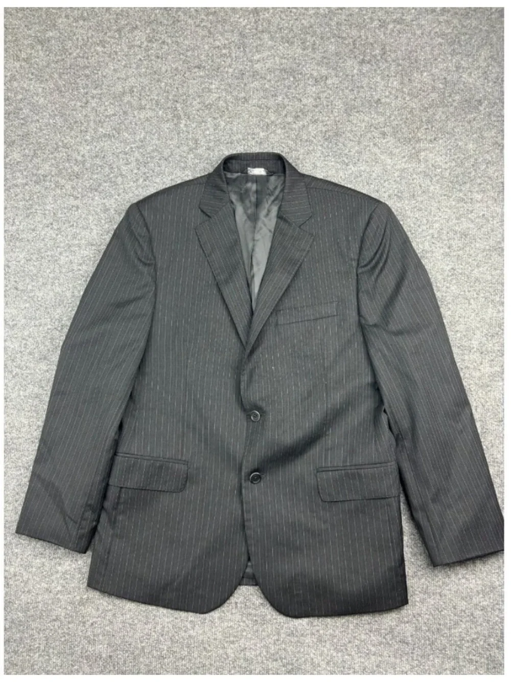 Gianni Manzoni Suit Jacket Men's 40 Black Pinstripe 100% Italian Wool Blazer